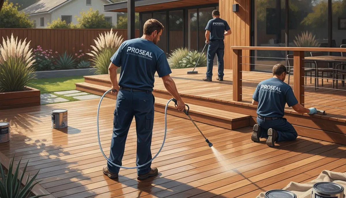 Deck sealing service in Fresno, CA to protect wood from sun, heat, and cracking